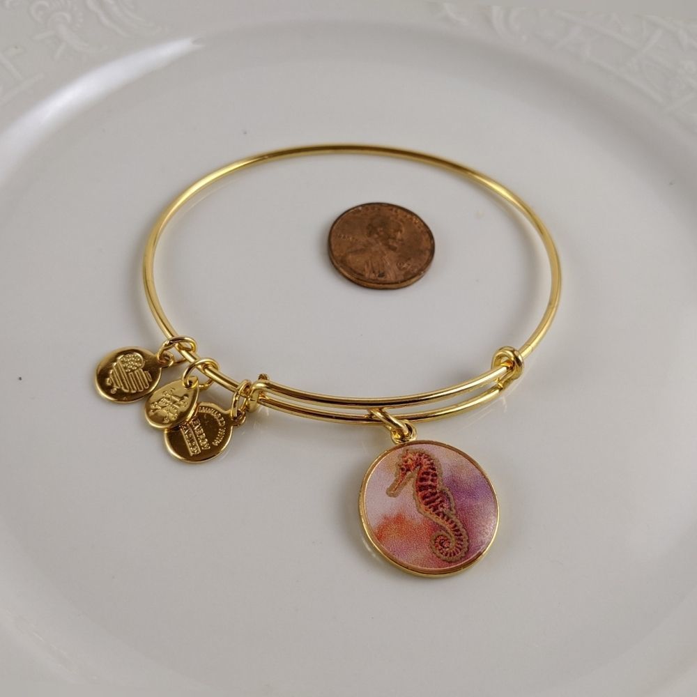 Alex and Ani S. Gold Color Pink Seahorse Bracelet